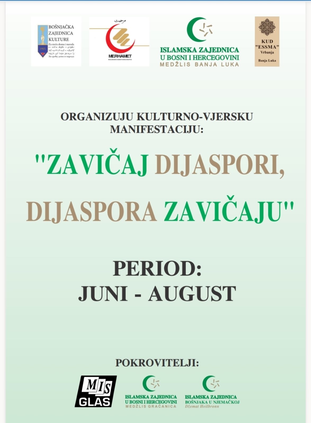 Počinje kulturno-vjerska manifestacija "Zavičaj dijaspori, dijaspora zavičaju" u Banjoj Luci